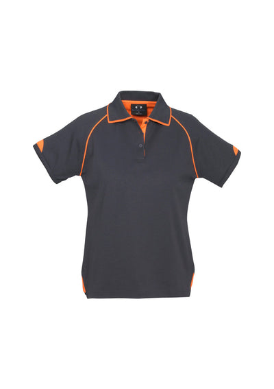 P29022 - Biz Collection - Womens Fusion Short Sleeve Polo | Grey/Fluoro Orange