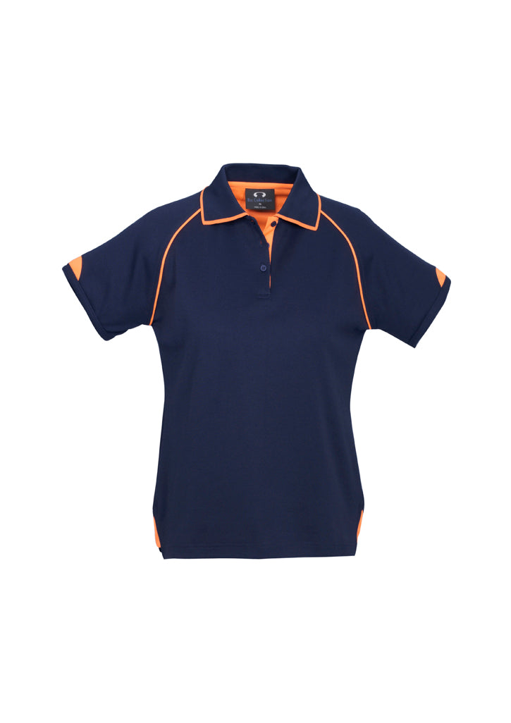 P29022 - Biz Collection - Womens Fusion Short Sleeve Polo | Navy/Fluoro Orange