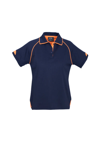 P29022 - Biz Collection - Womens Fusion Short Sleeve Polo | Navy/Fluoro Orange