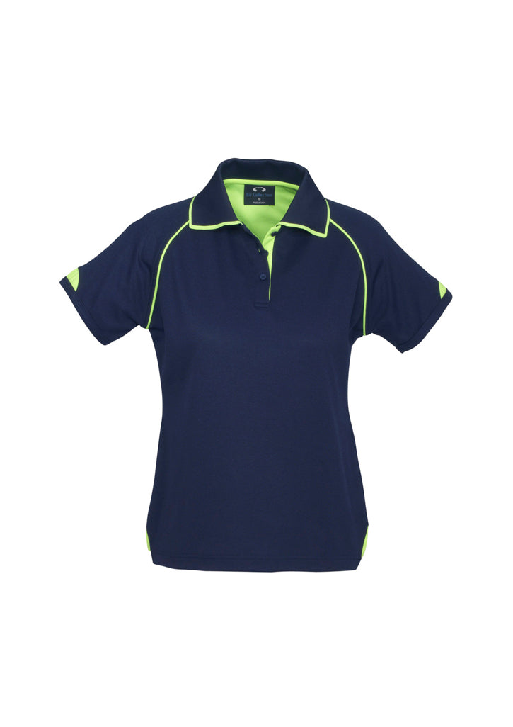P29022 - Biz Collection - Womens Fusion Short Sleeve Polo | Navy/Fluoro Yellow/Lime