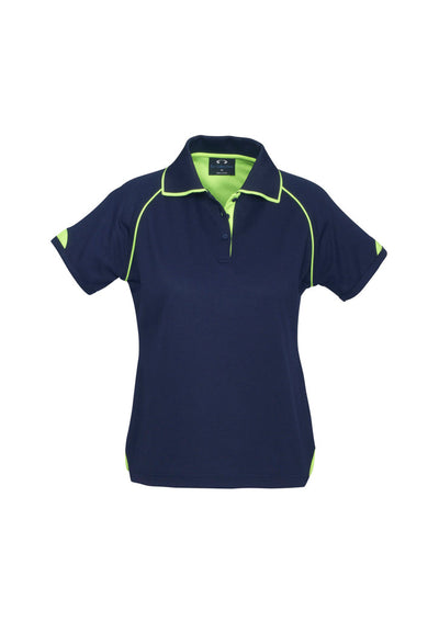P29022 - Biz Collection - Womens Fusion Short Sleeve Polo | Navy/Fluoro Yellow/Lime