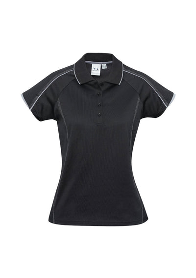 P303LS - Biz Collection - Womens Blade Short Sleeve Polo | Black/Silver Grey