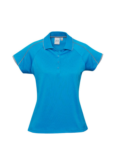 P303LS - Biz Collection - Womens Blade Short Sleeve Polo | Cyan/Silver Grey