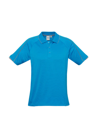 P303MS - Biz Collection - Mens Blade Short Sleeve Polo | Cyan/Silver Grey