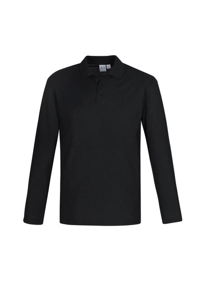 P400ML - Biz Collection - Men's Long sleeve Crew Polo - 210gsm - Poly/Cotton | Black