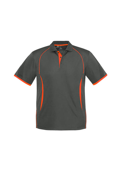 P405MS - Biz Collection - Razor Polo - Men's - Fluoro trims. | Grey/Fluoro Orange
