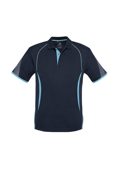 P405MS - Biz Collection - Razor Polo - Men's - Fluoro trims. | Navy/Sky