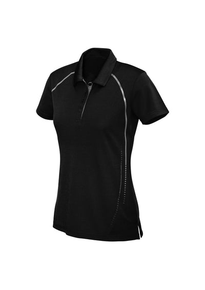 P604LS - Biz Collection - Womens Cyber Short Sleeve Polo | Black/Silver