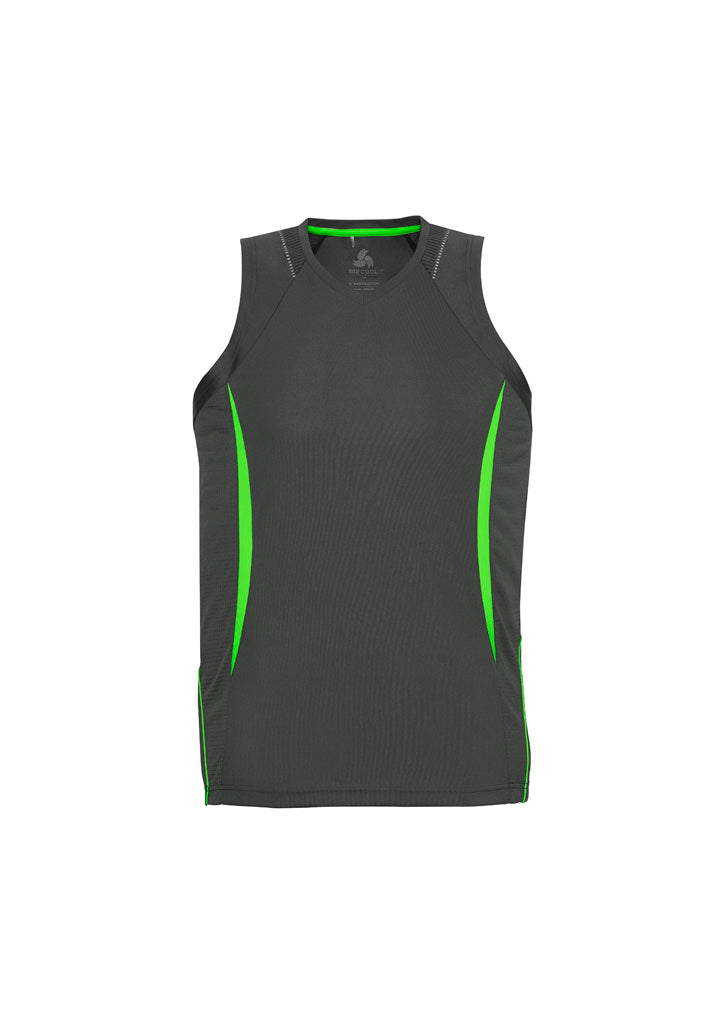 SG407M - Biz Collection - Razor Men's Singlet with V-Neck | Grey/Fluoro Lime