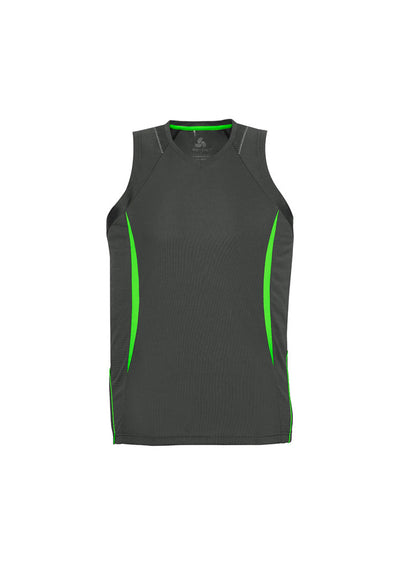 SG407M - Biz Collection - Razor Men's Singlet with V-Neck | Grey/Fluoro Lime