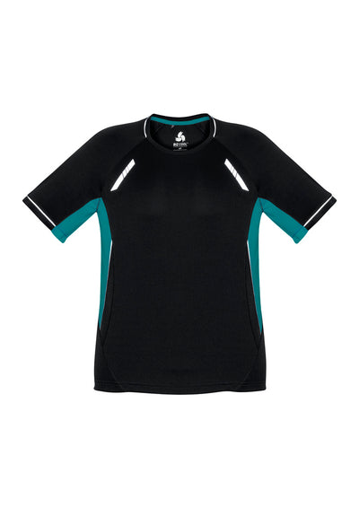 T701KS - Biz Collection - Kids Renegade Short Sleeve Tee Black/Teal/Silver