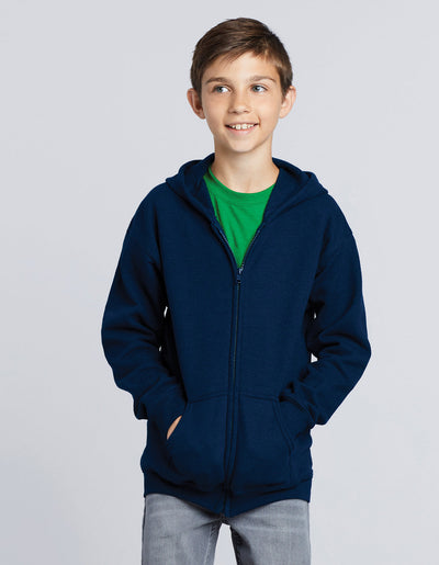 18600B - Gildan Heavy Blend Youth Full Zip Hooded Sweatshirt